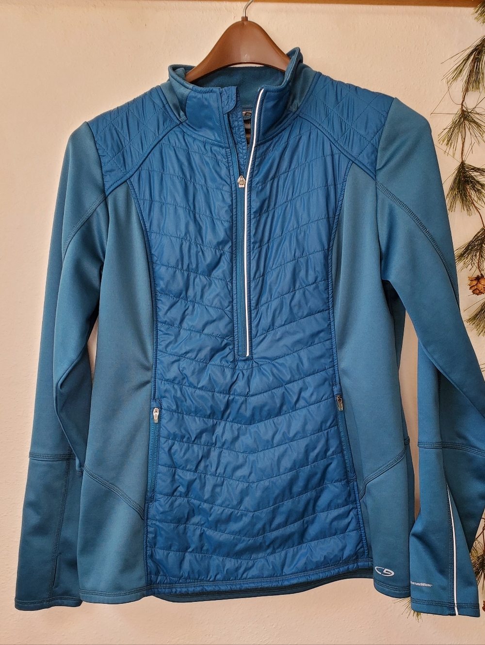 Champion Duo Dry Venture Warm Teal Quilted Puffer Quarter-Zip Jacket
